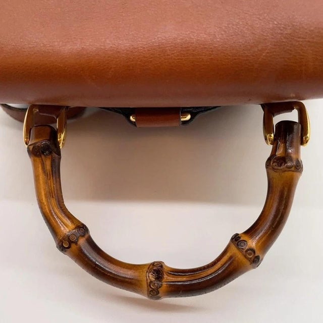 1990s Gucci Bamboo Mini Backpack Leather Brown For Sale - Image 9 of 17