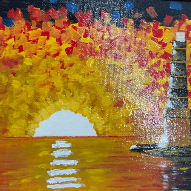 Textile Original Lighthouse Sunset Painting Signed For Sale - Image 7 of 11