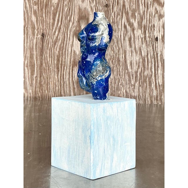 Wood Vintage Boho Carved Stone Female Torso Sculpture For Sale - Image 7 of 12