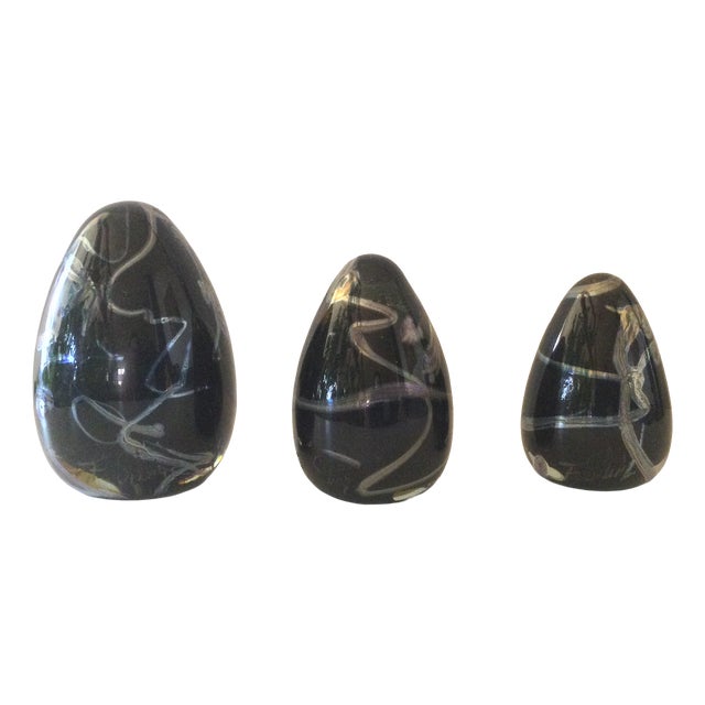 Glass Eggs by Florea Silviu, Set of 3 For Sale