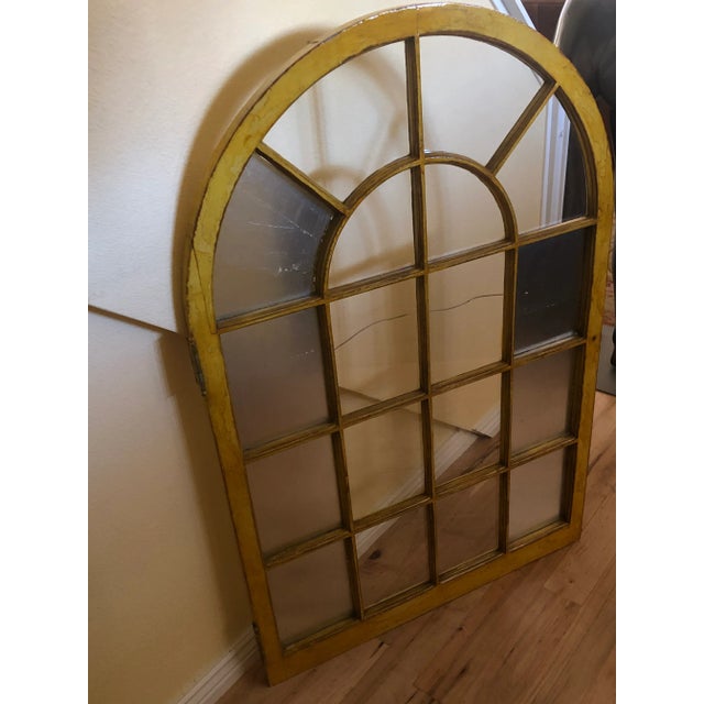 Vintage Corner Cabinet Door Wall Decor Custom Finished in Distressed Yellow Finish For Sale In Denver - Image 6 of 13