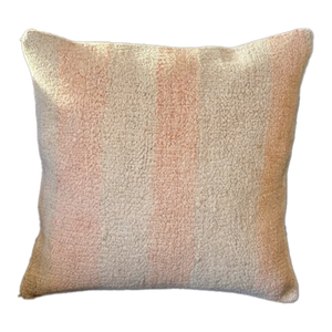 Handwoven Soft Pink Beige Hemp Pillow Cover, 16x16" – Rustic Striped Cushion (Usa Stock)