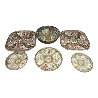 Canton Famille Rose Plates and Bowl, Set of 6 For Sale