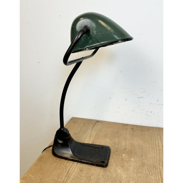Green Enamel Bank Lamp from Bur, 1930s For Sale - Image 11 of 18