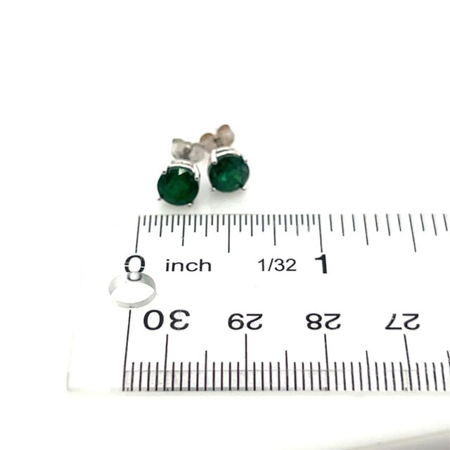 Natural Emerald Stud Earrings 14k White Gold 1.63 TCW Certified For Sale - Image 9 of 14