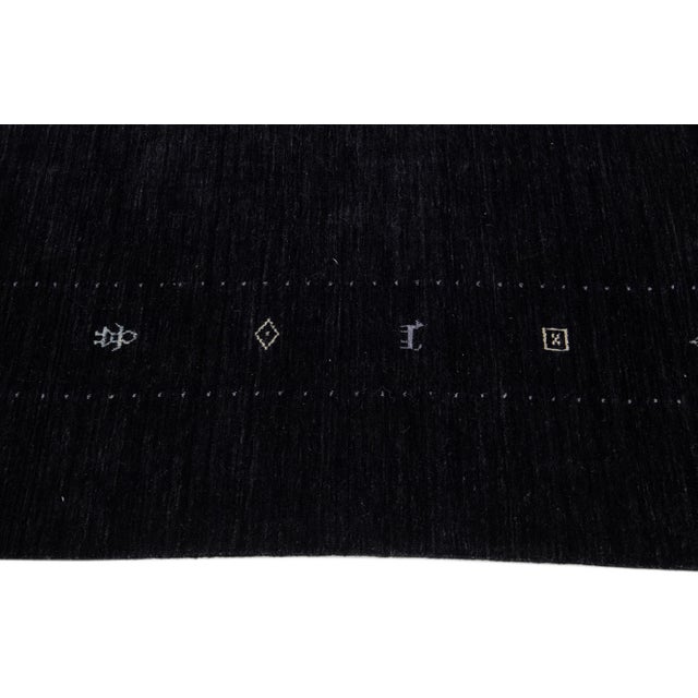 2020s Contemporary Gabbeh Style Wool Rug Handmade With Minimalist Motif For Sale In New York - Image 6 of 8