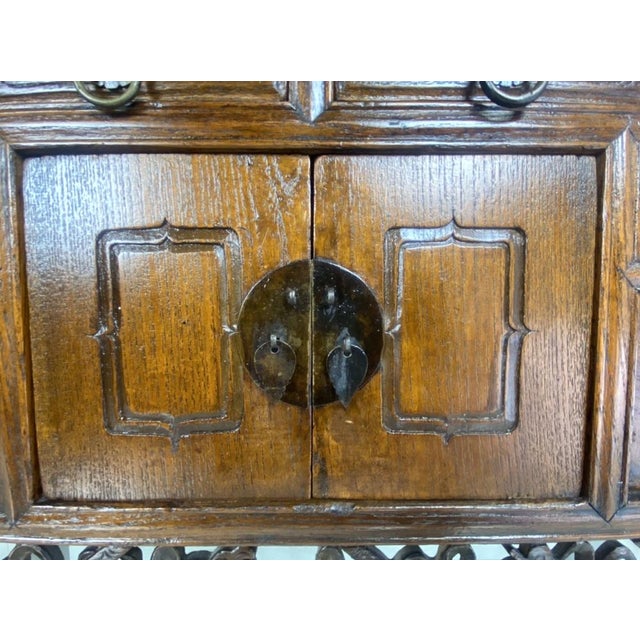 Antique Chinese Elmwood Altar Coffer with Foliage-Carved Spandrels For Sale - Image 15 of 18