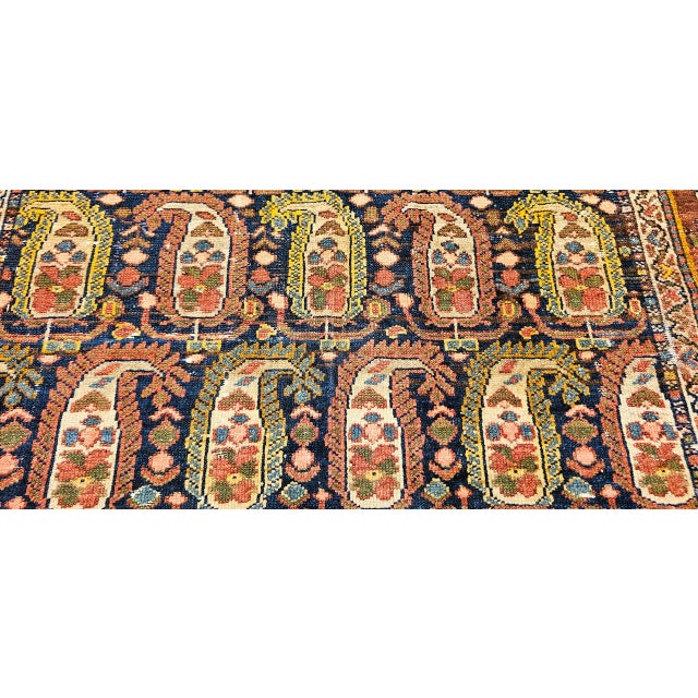 Antique Persian Kurdish Rug, Hand-Knotted Wool, All-Over Paisley Pattern, Navy & Brick-Red, 4x7 For Sale - Image 12 of 14