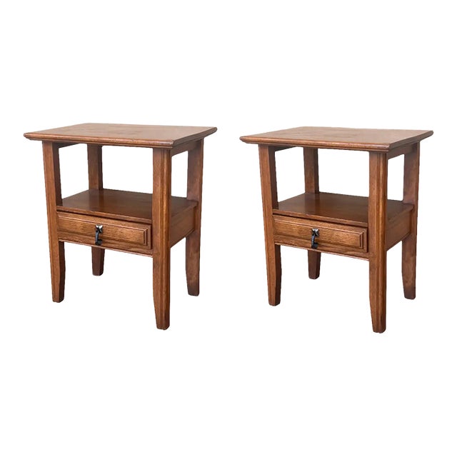 20th Century Pair of Solid Carved French Nightstands With Low Shelve For Sale