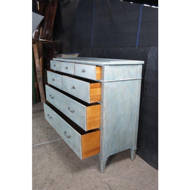 Woodbridge Furniture Late 20th Century Woodbridge Furniture Marseille Scrubbed Blue Chest of Drawers Dresser , Attributed For Sale - Image 4 of 12