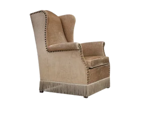 Danish Armchair in Corduroy in Ash Wood, 1970s