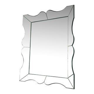 Designer Transitional Wall Mirror With Deep Flanged Trim- Glamourous For Sale