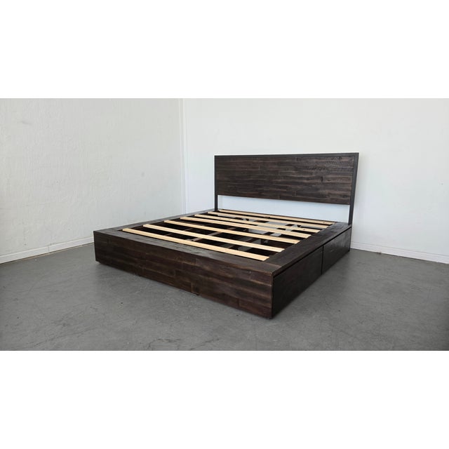 2010s West Elm Logan King Storage Bed For Sale - Image 5 of 9