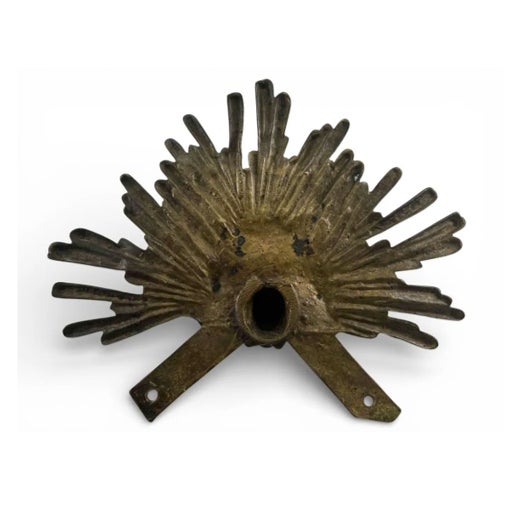Metal 19th Century Bronze Cherub Head With Radiating Sunburst Halo, Ecclesiastical Fragment For Sale - Image 7 of 8