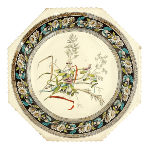 Copeland Sweet Pea Plate Polychrome Transferware 19th Century