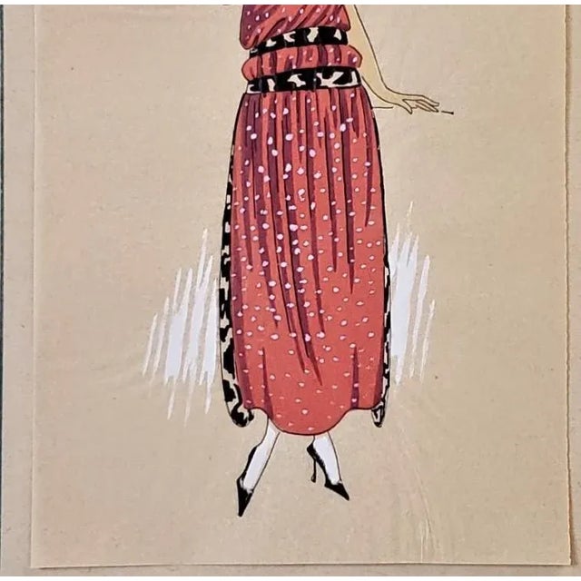1922 Art Deco French Fashion Pochoir Print, Matted For Sale - Image 4 of 5