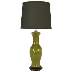 Warren Kessler Olive Green Crackle-Glaze Table Lamp