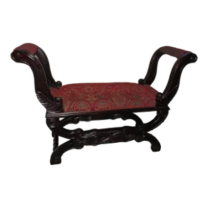 Mahogany Vintage French Empire Style Ottoman Entry/Bed Settee Bench