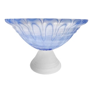 Vintage Large Murano Glass Fluted Bowl For Sale