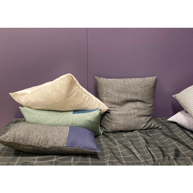 Not Yet Made - Made To Order Storm Pieced Linen Accent Pillow For Sale - Image 5 of 6
