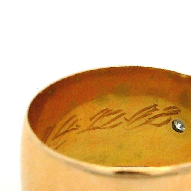 Antique Victorian 18k Gold Double Diamond Star-Set Gypsy Cigar Band Ring, Size 9 For Sale - Image 4 of 11