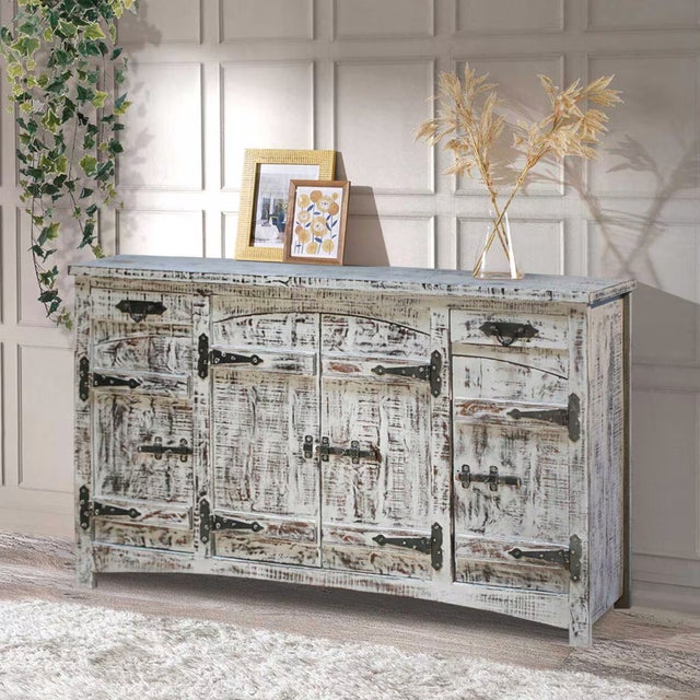 Bring the timeless allure of the countryside into your modern sanctuary with our 72 inch Wide Distressed Gray Sideboard....