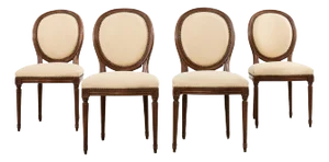 Set of Four French Louis XVI Style Oak Dining Chairs