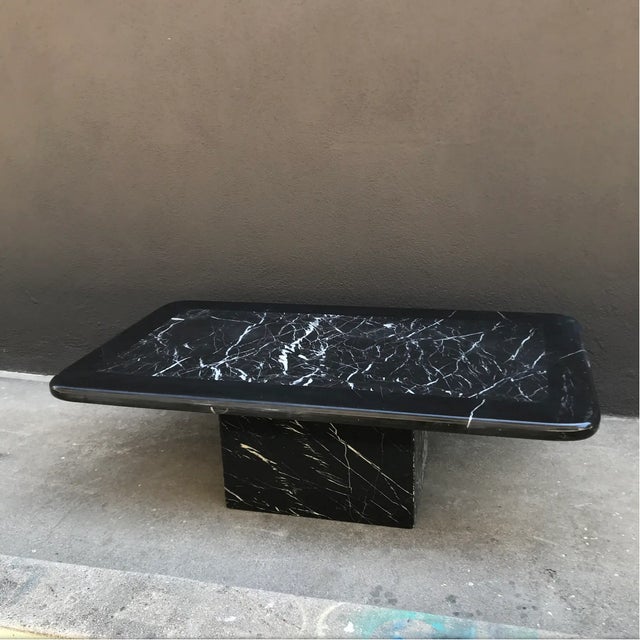 Vintage Postmodern Black Marble Coffee Table For Sale - Image 11 of 13