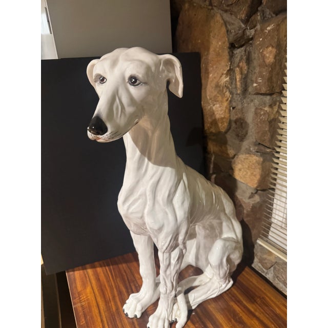 Italian Life-Size, Ceramic Sculpture of Greyhound For Sale - Image 14 of 16