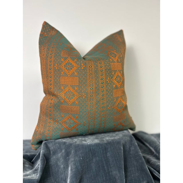 2020s Set of Artisan Nomad Wool Neo-Folk Tribal Throw Pillow, Handworked Locally Chicago For Sale - Image 5 of 7