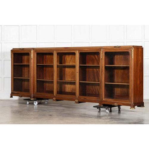 Late 19th Century French Monumental Walnut Breakfront Glazed Bookcase, 1870s For Sale - Image 5 of 17