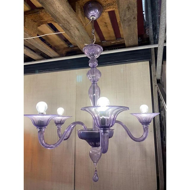 Contemporary Italian Handmade Murano Style Glass Chandelier in Light Violet by Simoeng For Sale - Image 3 of 9