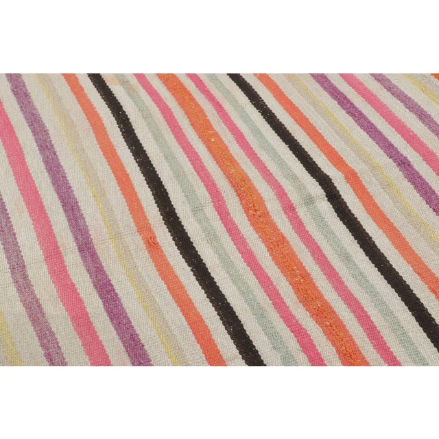 Rug & Kilim Vintage Peruvian Square Kilim, Polychromatic Pastel Striped Design - Rug & Kilim For Sale - Image 4 of 7