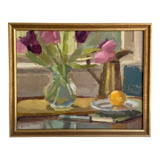 Tulips With Lemon Traditional Oil Painting For Sale