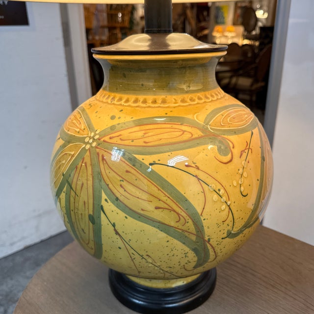 Yellow Botanical Ceramic Ginger Jar Table Lamps, Pair For Sale - Image 8 of 12