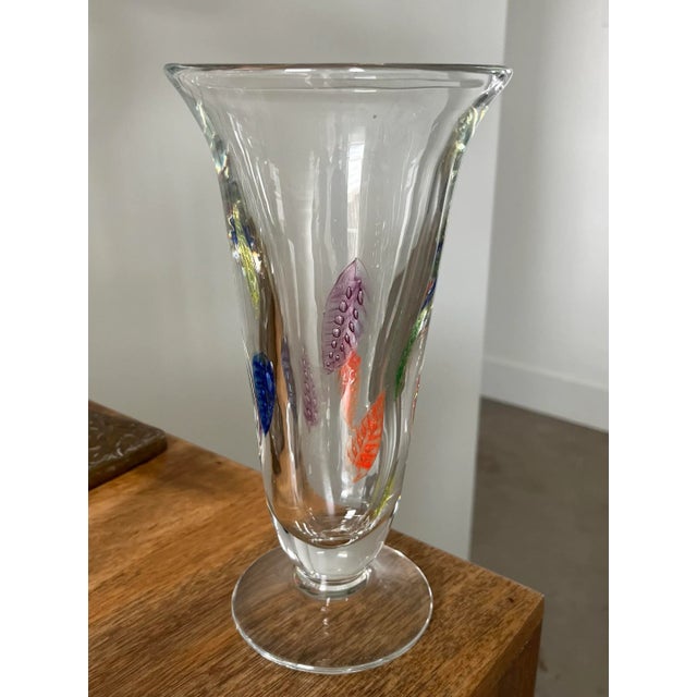Each gorgeous, delicate, leaf in this heavy, handcrafted, Dutch vase is perfectly line in air bubbles and flawless....