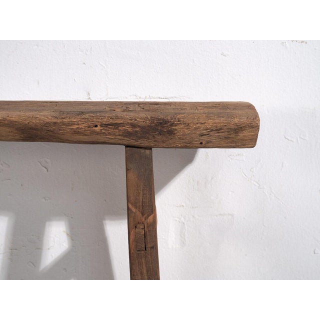 Wood Small Antique Wooden Bench For Sale - Image 7 of 9