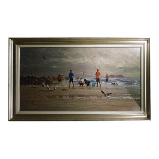 Robert Hagan "Team Attack"beach Kids Canvas Hand Signed Custom Framed For Sale