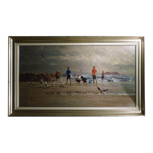 Robert Hagan "Team Attack"beach Kids Canvas Hand Signed Custom Framed