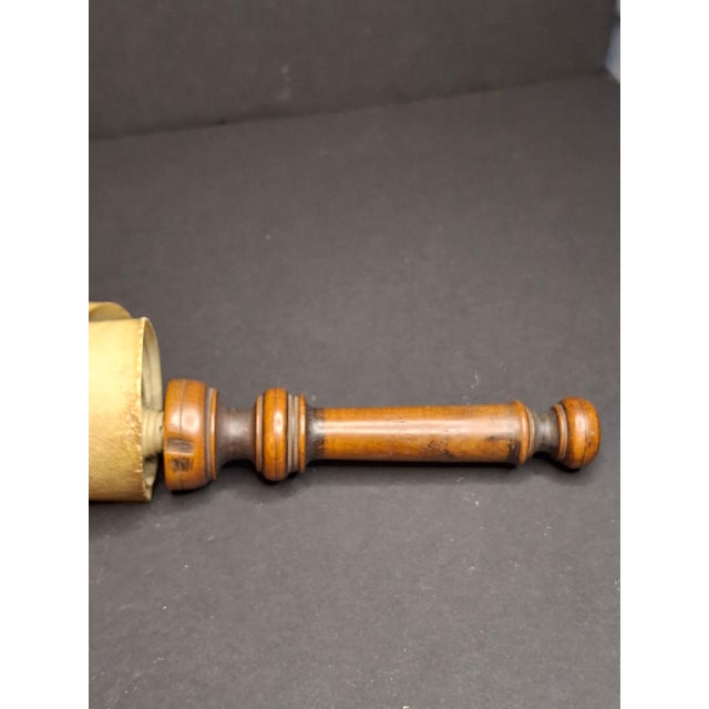 Religious Antique 19th C Megillat Esther Parchment Scroll Ashkenazi Script Wood Roller For Sale - Image 3 of 17