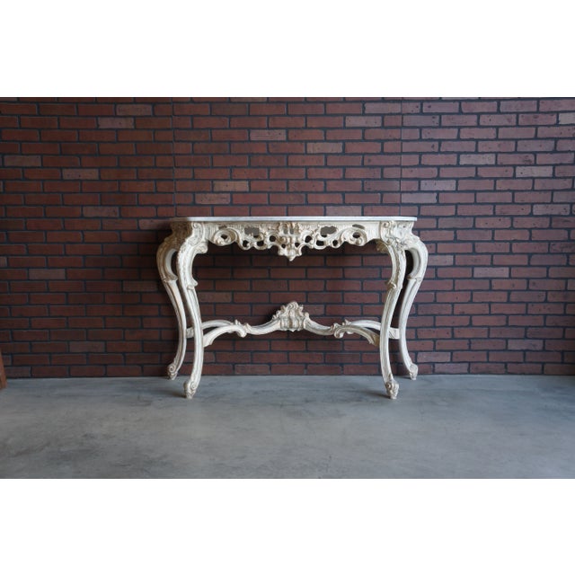 Mid 20th Century French Louis XV Style Marble Top Console Table For Sale - Image 11 of 11