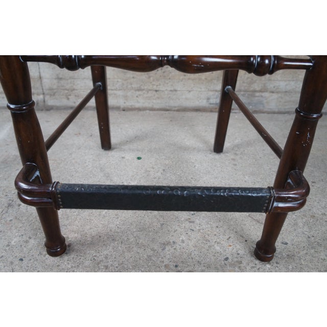 Late 20th Century Maitland-Smith Country French Mahogany & Leather Hunt Club Ladderback Bar Stool For Sale - Image 10 of 12