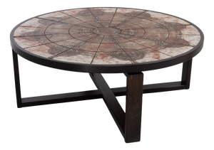 Danish Round Tiled Coffee Table by Ox-Art for Trioh, 1970s
