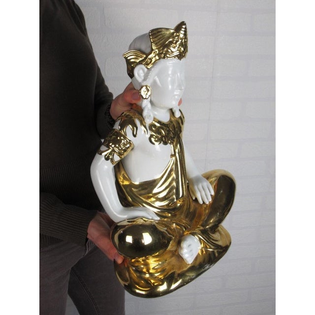 Ceramic Porcelain & Gilt Sculpture of Buddha from San Marco, 1970s For Sale - Image 7 of 11