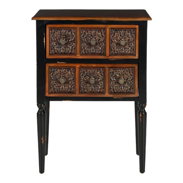 2 Drawer Side Table in Dark Brown For Sale