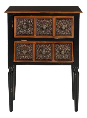 2 Drawer Side Table in Dark Brown