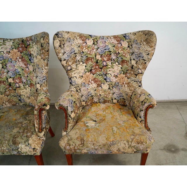 1940’s Hollywood Regency Butterfly Wingback Chairs - A Pair For Sale - Image 10 of 12