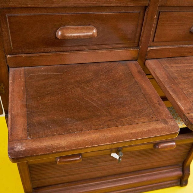 Brown Wooden Archive Chest of Drawers with Shutter For Sale - Image 8 of 12