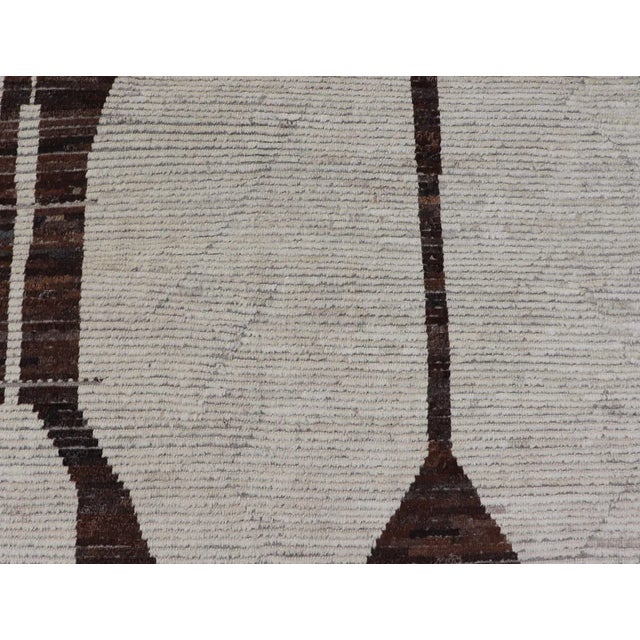 White Modern Wool Hand Knotted in Brown and White by Keivan Woven Arts 8'8 X 12'3 For Sale - Image 8 of 10