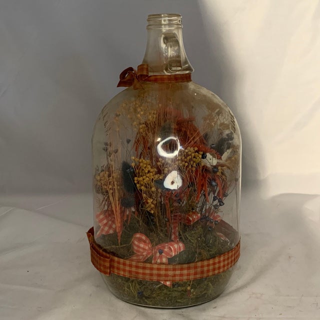 Mid 20th Century Folk Art Floral Bird Scene in One Gallon Jug For Sale - Image 5 of 10